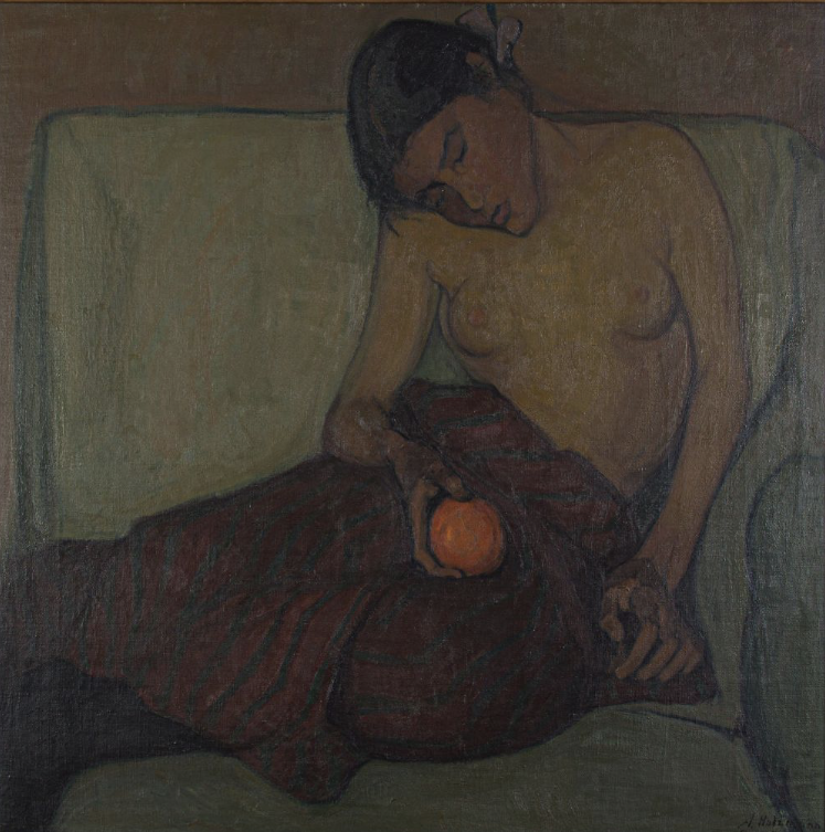 Half Length Female Nude with Orange, 1912