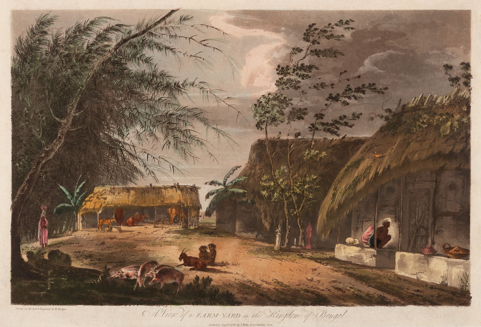 A View of a Farmyard in the Kingdom of Bengal (Select Views in India), c. 1780 - 1783