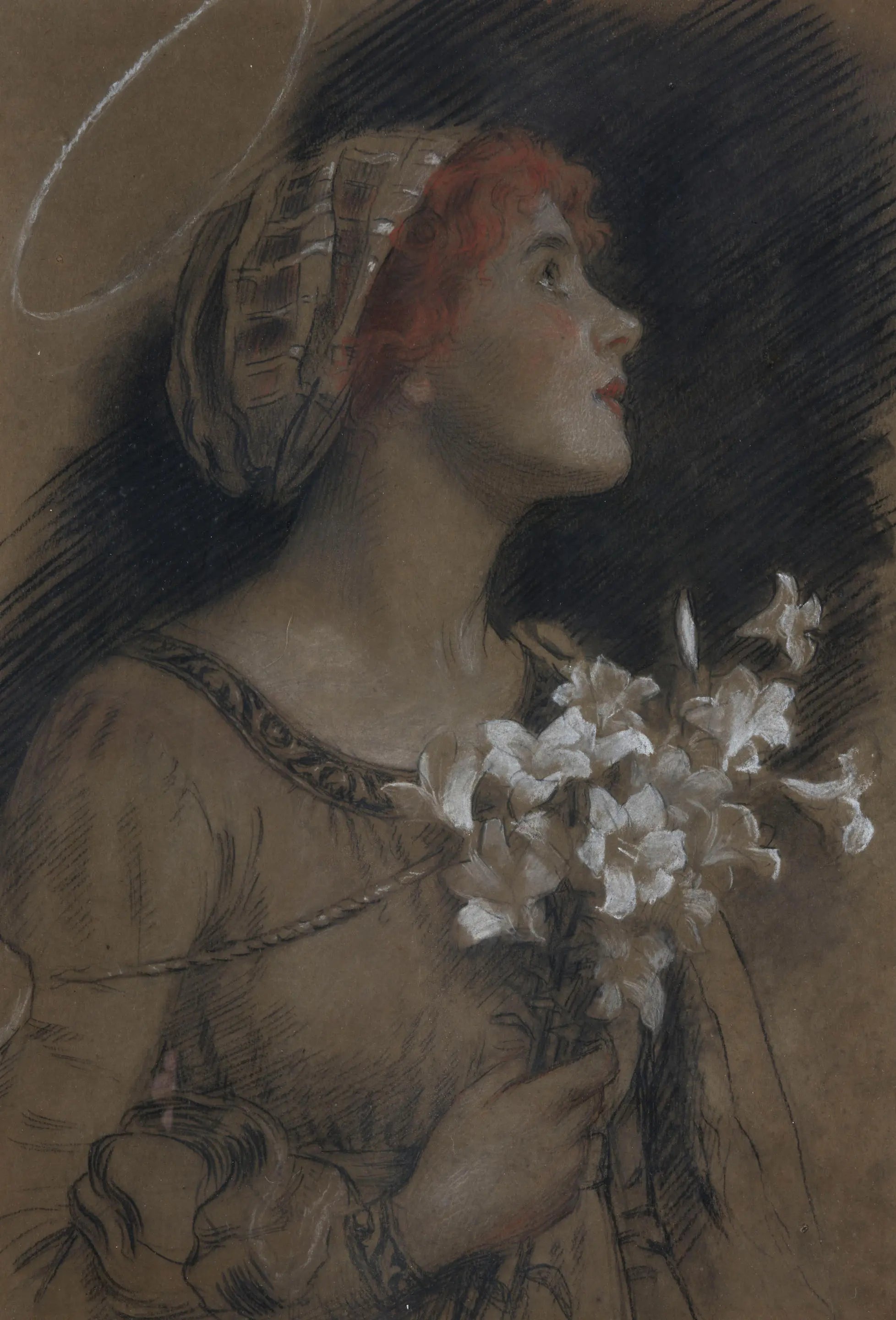 Study of a Woman Holding Lillies