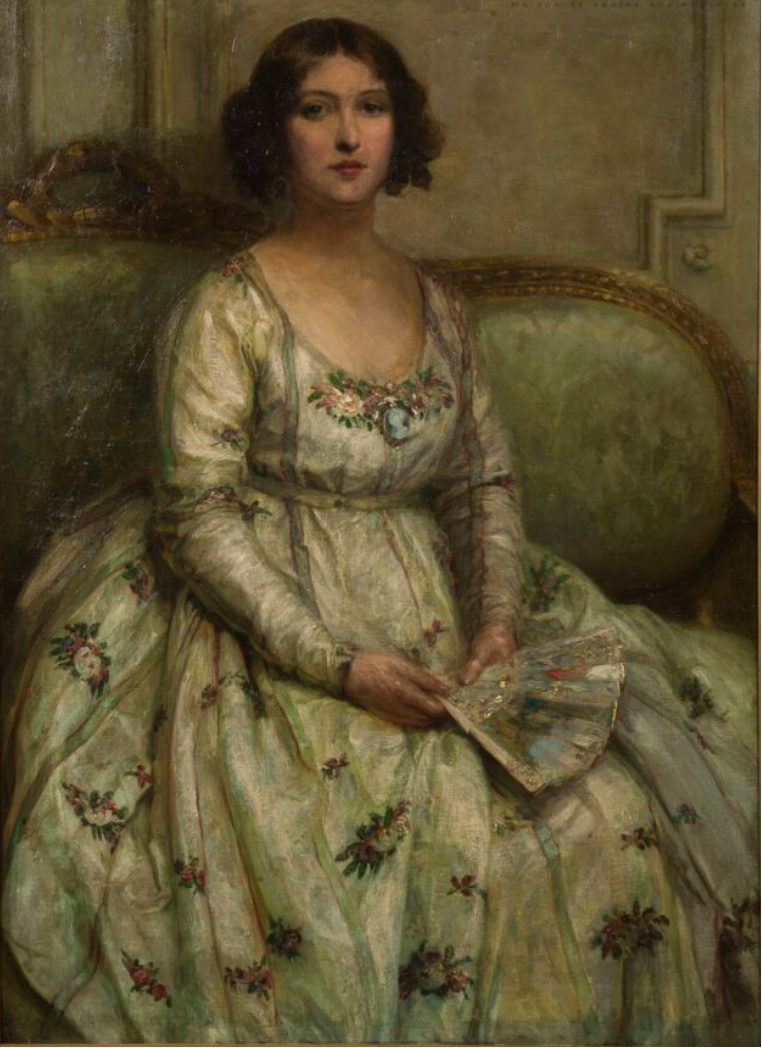 A Young Woman on a Sofa with a Fan in Her Hand, 1911