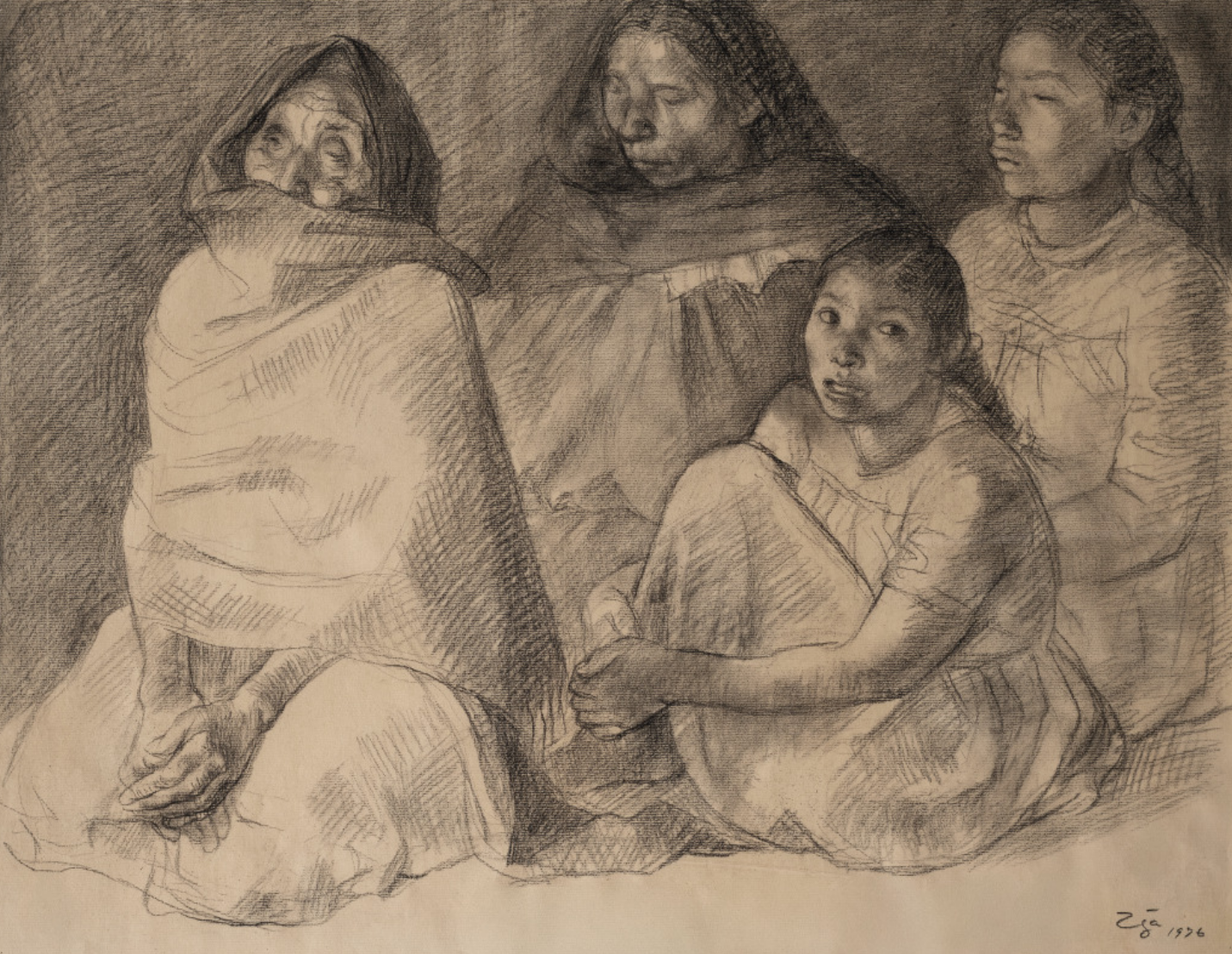 Women in Front of Fire, 1976