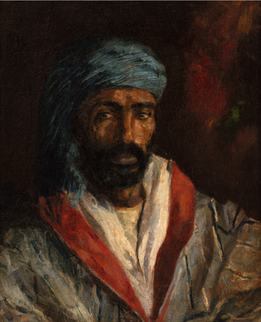 Portrait of a Moroccan gentleman wearing a blue turban, Late 19th Century