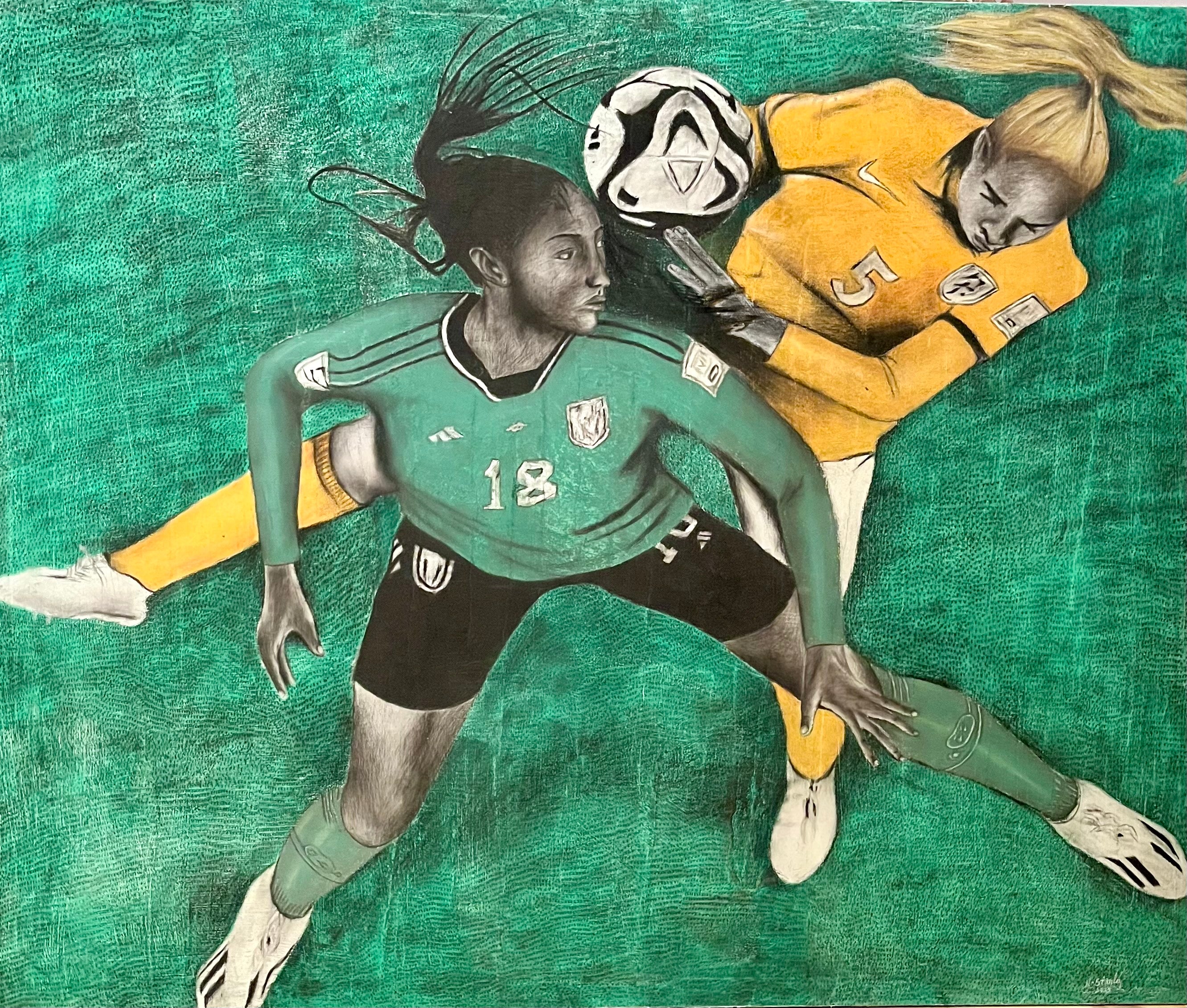 Two Girls Playing Soccer