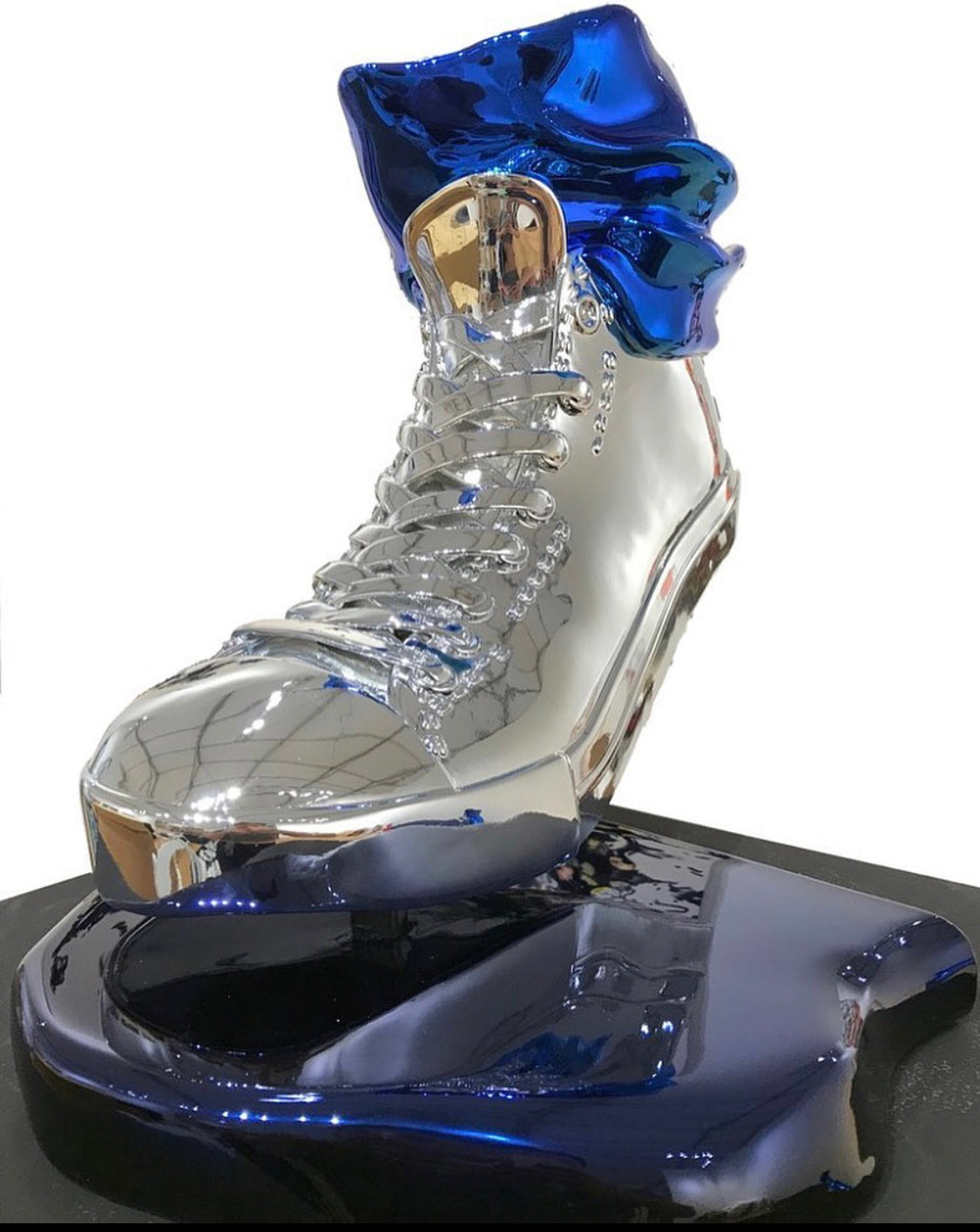 Shoe, 2018 Silver And Blue Sculpture